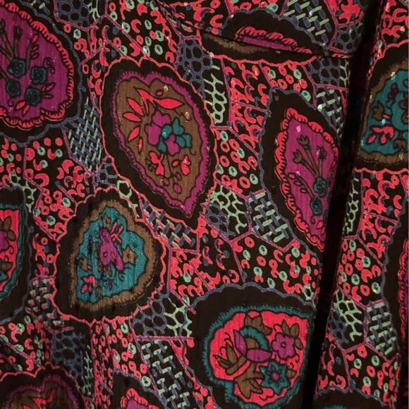 Vintage 1970s Satin Jewel-Tone Shirtwaist Dress - Picture 9 of 11